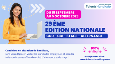 Image d'illustration de l'actualité Forum en ligne Talents Handicap du 15 septembre au 5 octobre 2023